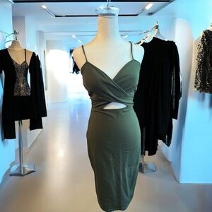 Olive Green Cutout Dress